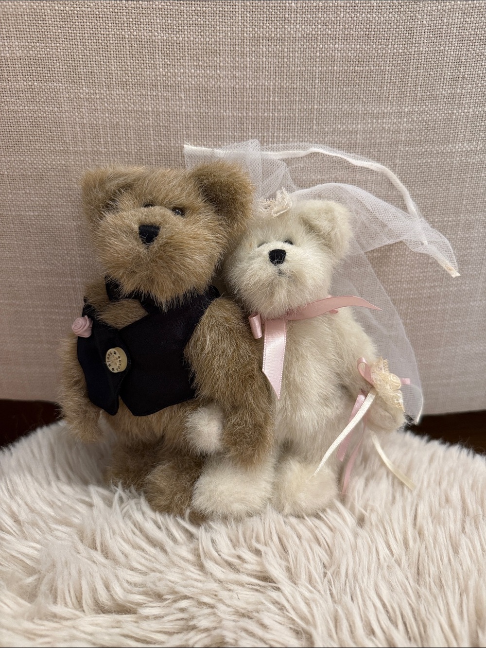 🐻 NWT Boyds Bears Plush Teddy Bear Bride & Groom Pair - Brown and Cream
